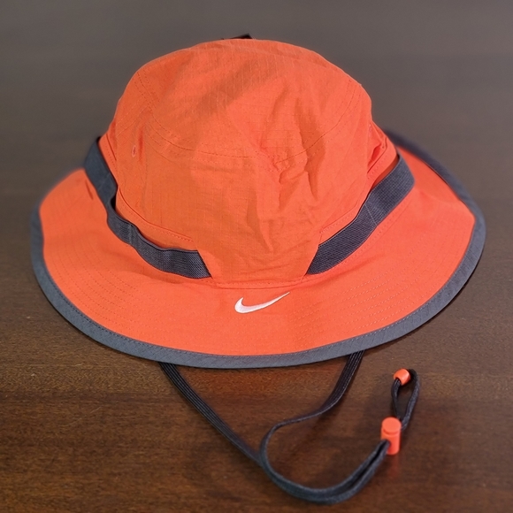 Nike Dry Bucket Orange Gray Hat Cap Adjustable - Picture 6 of 12